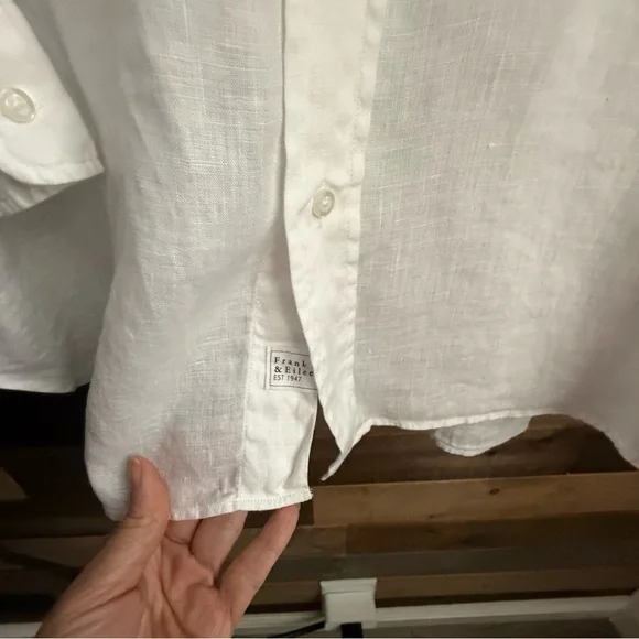 Frank & Eileen Women’s OS Mackenzie Italian Linen Button Up Top White Relaxed - Picture 5 of 9